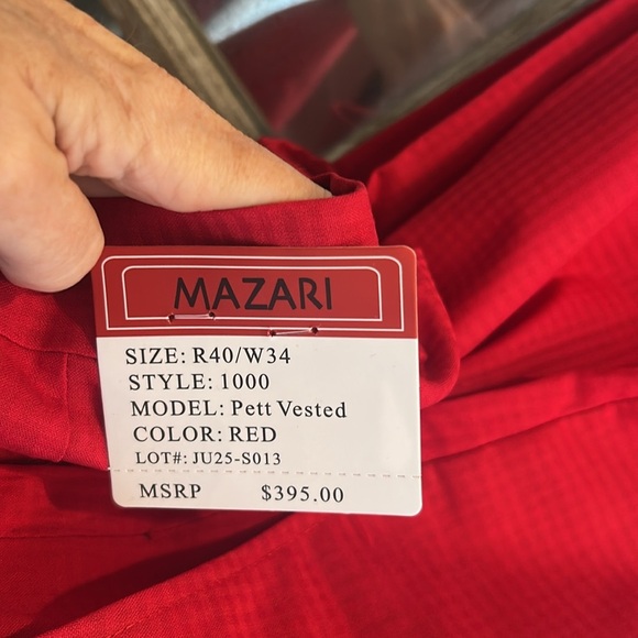 Mazarin Red Vested 3 Piece Suit 40 x 34 - Picture 10 of 11